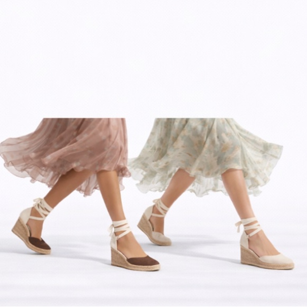 2 pair Christian Louboutin Brown Espadrille Flats with Ankle Ties